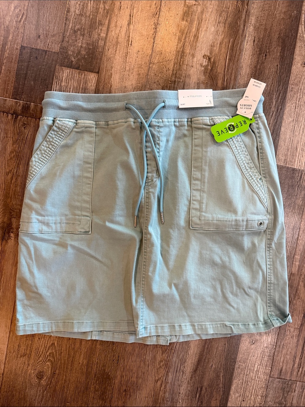 Maurices Sage Green Drawstring Skort with Front Pockets